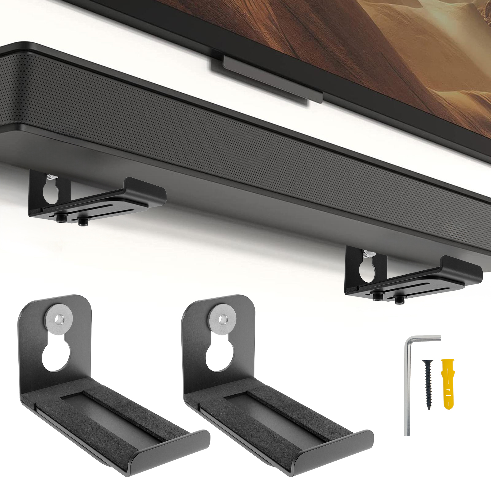 Home Improvement House - 2Pcs Soundbar Speaker Stands Wall Mount