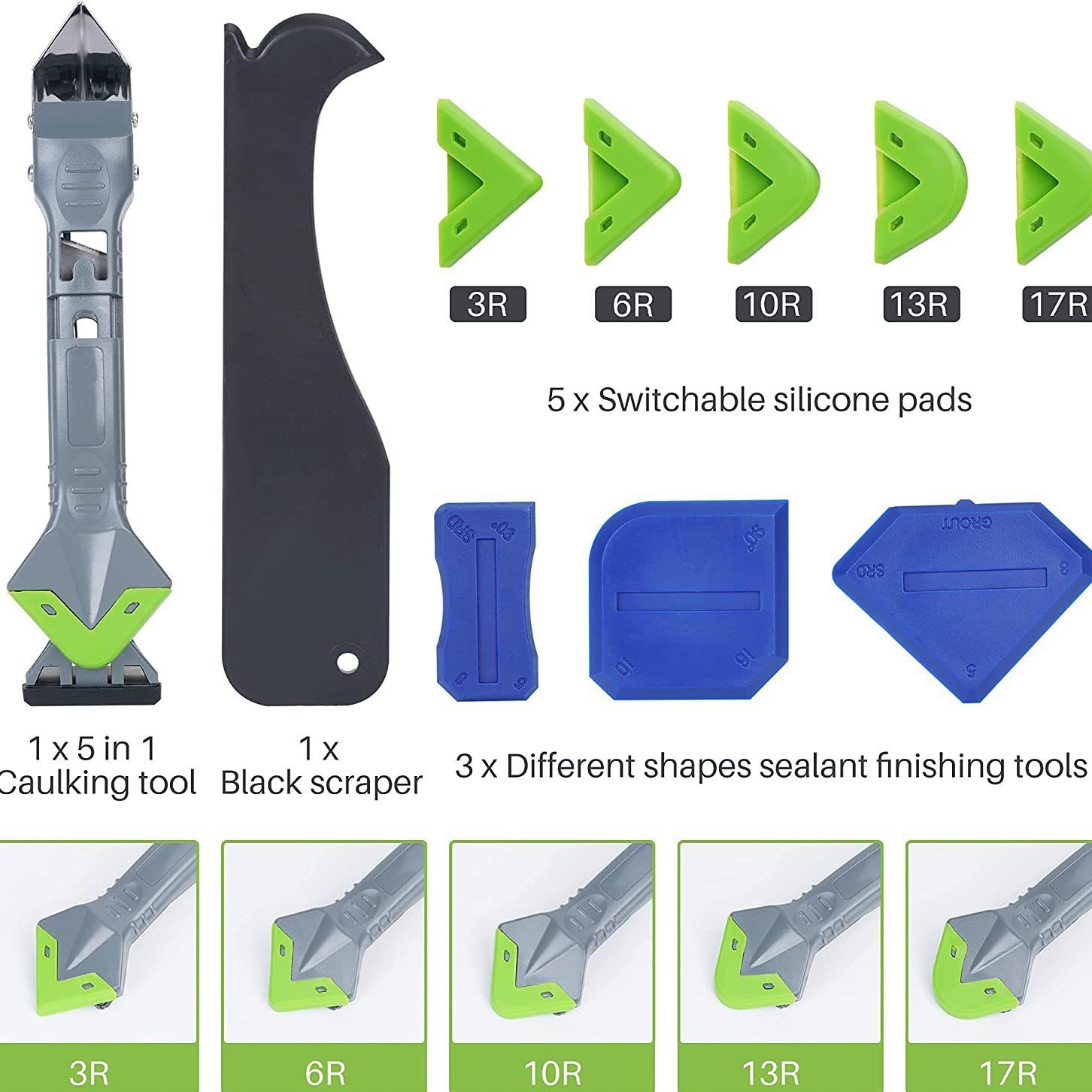 5 In 1 Silicone Caulking Tools - Bathroom Caulk Siliconized ulasan dan harga