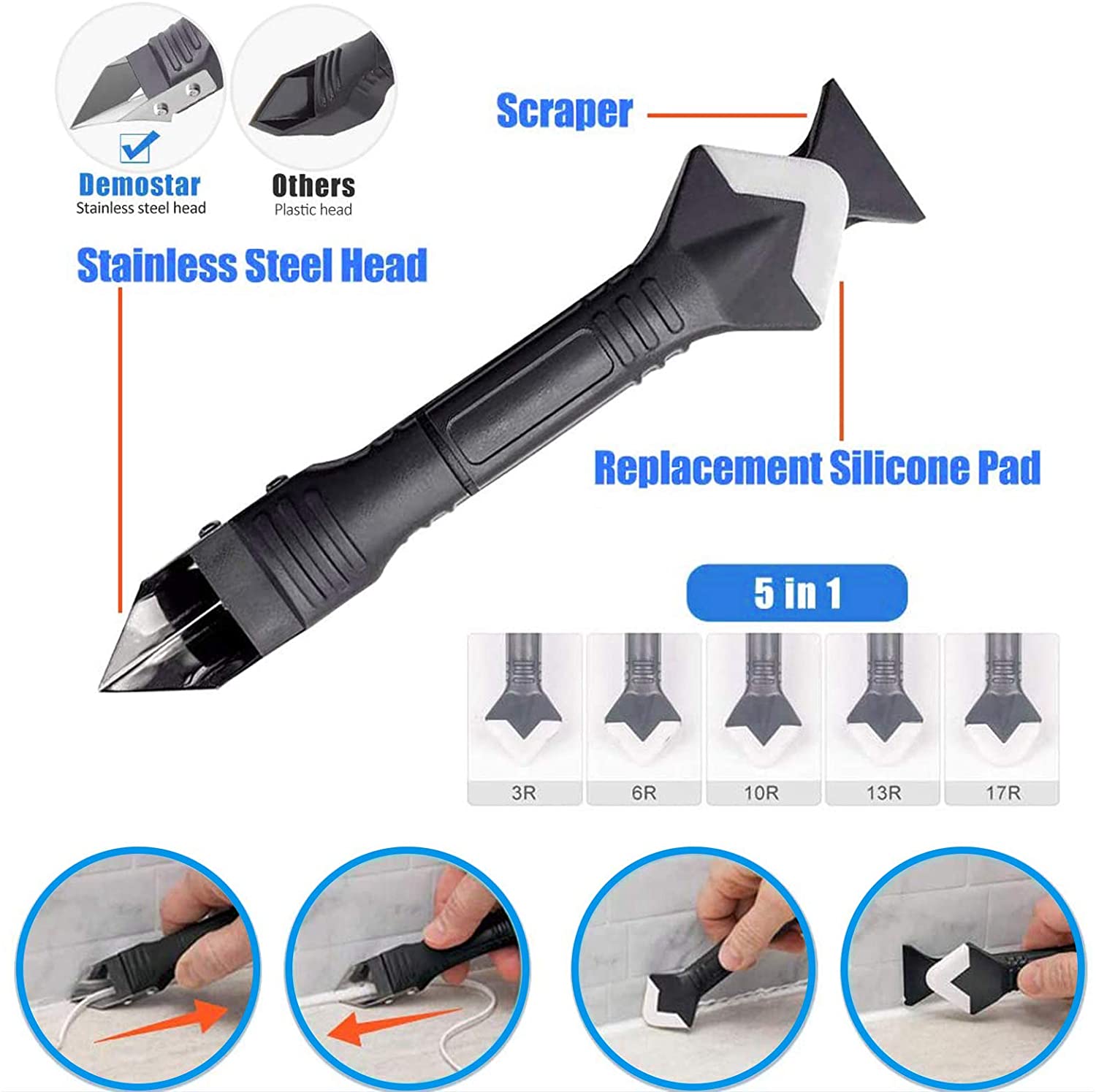 5 in 1 Silicone Caulking Tools - Bathroom Caulk Siliconized ulasan dan harga
